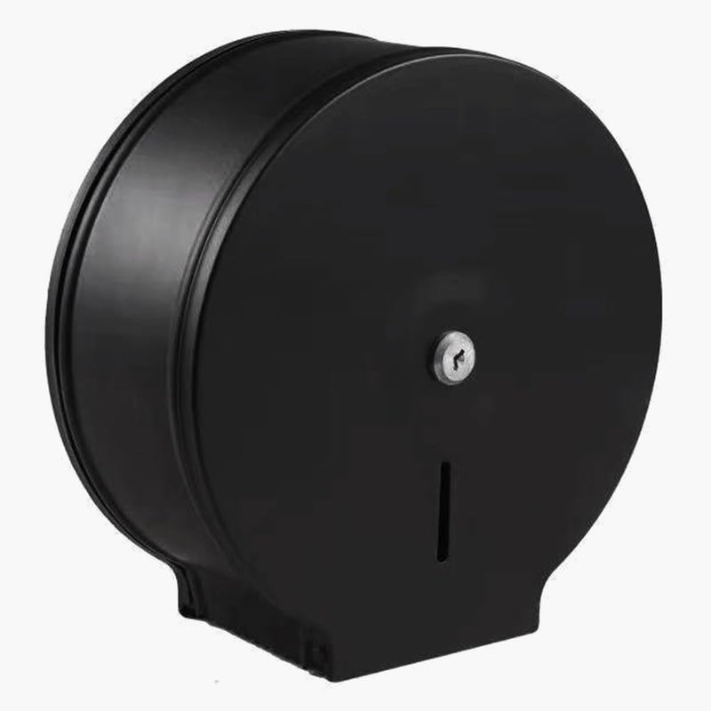 TOBEFORT Commercial Jumbo Toilet Paper Dispenser, Black Stainless Steel Toilet Paper Holder Wall Mount, 9 Inch Bathroom Tissue Roll Dispenser with Lock Key - Image 1